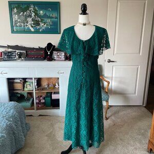 80s Nu Mode Green Lace Dress <3